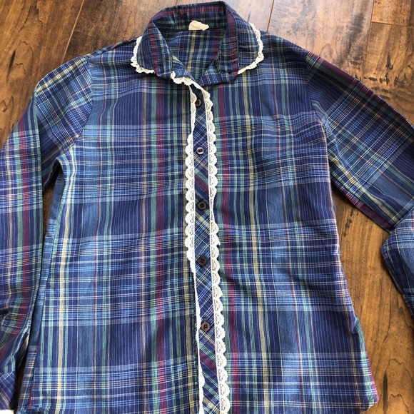 Vintage Plaid Lace Hippie Button Up - Picture 2 of 5